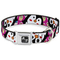 Load image into Gallery viewer, Dog Bone Seatbelt Buckle Collar - Penguins w/Cupcakes Fuchsia/Multi Color