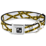 Dog Bone Seatbelt Buckle Collar - Police Line White/Yellow