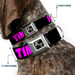 Dog Bone Seatbelt Buckle Collar - PARTY TIME! Black/Fuchsia