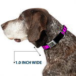 Dog Bone Seatbelt Buckle Collar - PARTY TIME! Black/Fuchsia