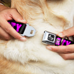 Dog Bone Seatbelt Buckle Collar - PARTY TIME! Black/Fuchsia