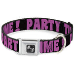Dog Bone Seatbelt Buckle Collar - PARTY TIME! Black/Fuchsia