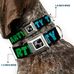 Dog Bone Seatbelt Buckle Collar - PARTY TIME! Black/Green/Turquoise/Fuchsia