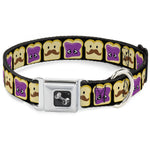 Dog Bone Seatbelt Buckle Collar - Peanut Butter w/Mustache & Jelly