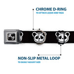 Dog Bone Seatbelt Buckle Collar - Panda Bear Cartoon2 Black/White