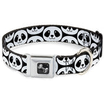 Dog Bone Seatbelt Buckle Collar - Smiling Panda Repeat Black/White