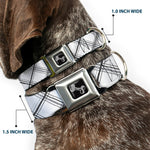 Dog Bone Seatbelt Buckle Collar - Plaid X Weathered White/Gray