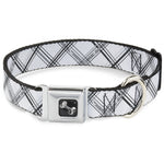 Dog Bone Seatbelt Buckle Collar - Plaid X Weathered White/Gray