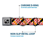 Dog Bone Seatbelt Buckle Collar - Plaid X White/Gold/Black/Pink