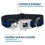 Dog Bone Seatbelt Buckle Collar - Plaid Navy