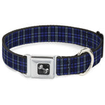 Dog Bone Seatbelt Buckle Collar - Plaid Navy