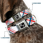 Dog Bone Seatbelt Buckle Collar - Plaid X White/Red/Turquoise/Gray