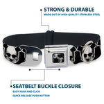 Dog Bone Seatbelt Buckle Collar - Panda Skulls