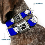 Dog Bone Seatbelt Buckle Collar - Polar Bear w/Mustache Royal