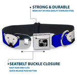 Dog Bone Seatbelt Buckle Collar - Polar Bear w/Mustache Royal