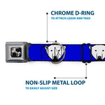 Dog Bone Seatbelt Buckle Collar - Polar Bear w/Mustache Royal