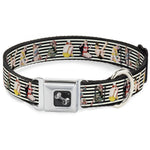 Dog Bone Seatbelt Buckle Collar - Pin Up Girl Poses Stripe Black/White