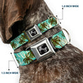 Load image into Gallery viewer, Dog Bone Black/Silver Seatbelt Buckle Collar - Palm Trees Swaying Tan/Teal