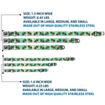 Dog Bone Black/Silver Seatbelt Buckle Collar - Palm Trees Swaying Tan/Teal