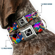 Dog Bone Seatbelt Buckle Collar - Pets & Snacks Rainbow Collage