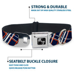 Dog Bone Seatbelt Buckle Collar - Plaid X2 Navy/White/Orange