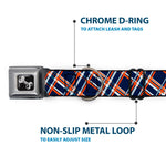 Dog Bone Seatbelt Buckle Collar - Plaid X3 Navy/Orange/White