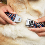 Dog Bone Seatbelt Buckle Collar - Plaid X3 Navy/Orange/White