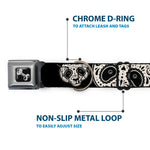 Dog Bone Seatbelt Buckle Collar - Panda Bear Sugar Skull Black/White