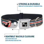 Dog Bone Seatbelt Buckle Collar - Pin Up Girl Poses Star & Stripes Gray/Blue/White/Red