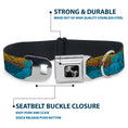 Load image into Gallery viewer, Dog Bone Seatbelt Buckle Collar - Palm Trees & Gulls Leopard Brown/Blue