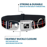 Dog Bone Seatbelt Buckle Collar - Plaid Black/Red/White/Blue