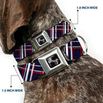 Dog Bone Seatbelt Buckle Collar - Plaid X Blue/White/Red