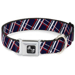 Dog Bone Seatbelt Buckle Collar - Plaid X Blue/White/Red