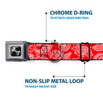 Dog Bone Seatbelt Buckle Collar - Paisley Red/White