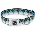 Dog Bone Seatbelt Buckle Collar - Palm Tree Skyline