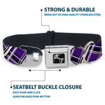 Dog Bone Seatbelt Buckle Collar - Plaid X2 Purple/Gray/White/Black