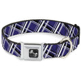 Load image into Gallery viewer, Dog Bone Seatbelt Buckle Collar - Plaid X2 Purple/Gray/White/Black