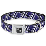 Dog Bone Seatbelt Buckle Collar - Plaid X2 Purple/Gray/White/Black