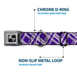Dog Bone Seatbelt Buckle Collar - Plaid X3 Purple/Gray/White
