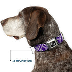 Dog Bone Seatbelt Buckle Collar - Plaid X3 Purple/Gray/White