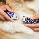 Dog Bone Seatbelt Buckle Collar - Plaid X3 Purple/Gray/White