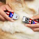Dog Bone Seatbelt Buckle Collar - Puerto Rico Flag Repeat/Black