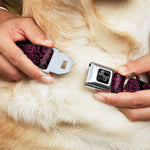 Dog Bone Black/Silver Seatbelt Buckle Collar - Paisley Black/Neon Pink