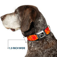 Load image into Gallery viewer, Dog Bone Black/Silver Seatbelt Buckle Collar - Plaid X4 Fluorescent Oranges/Pinks/Yellow