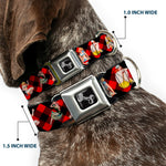 Dog Bone Seatbelt Buckle Collar - Pin Up Girl Poses Buffalo Plaid Blocks Black/Red