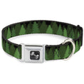 Load image into Gallery viewer, Dog Bone Seatbelt Buckle Collar - Pine Tree Silhouettes Black/Greens