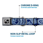 Dog Bone Seatbelt Buckle Collar - Paisley Blue/White