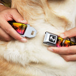 Dog Bone Seatbelt Buckle Collar - Palm Trees Sunset Fade/Black
