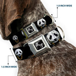 Dog Bone Seatbelt Buckle Collar - Panda w/Gold Chain Black