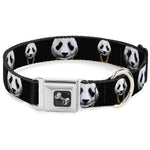 Dog Bone Seatbelt Buckle Collar - Panda w/Gold Chain Black
